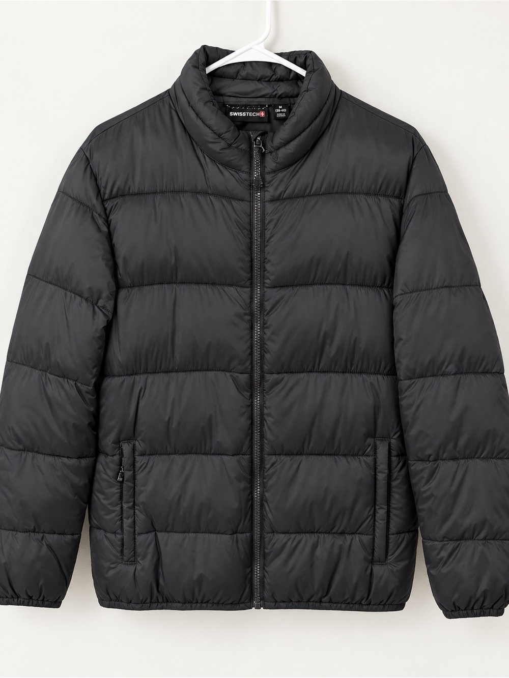 Swiss Tech Men’s Puffer Jacket Medium 38-40 Black Packable